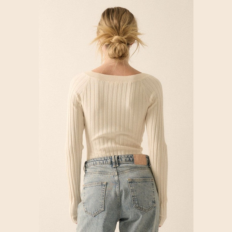 Solid Rib-Knit Off-Shoulder Bodysuit