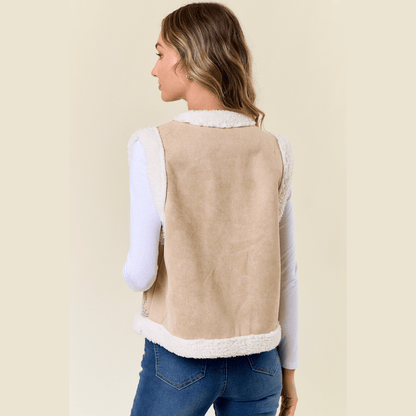 Shirley Embroidery Vest with Sherpa Lining