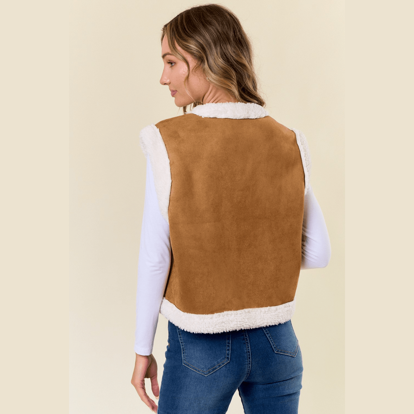 Paulina Embroidery Vest with Sherpa Lining