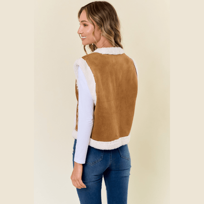 Paulina Embroidery Vest with Sherpa Lining