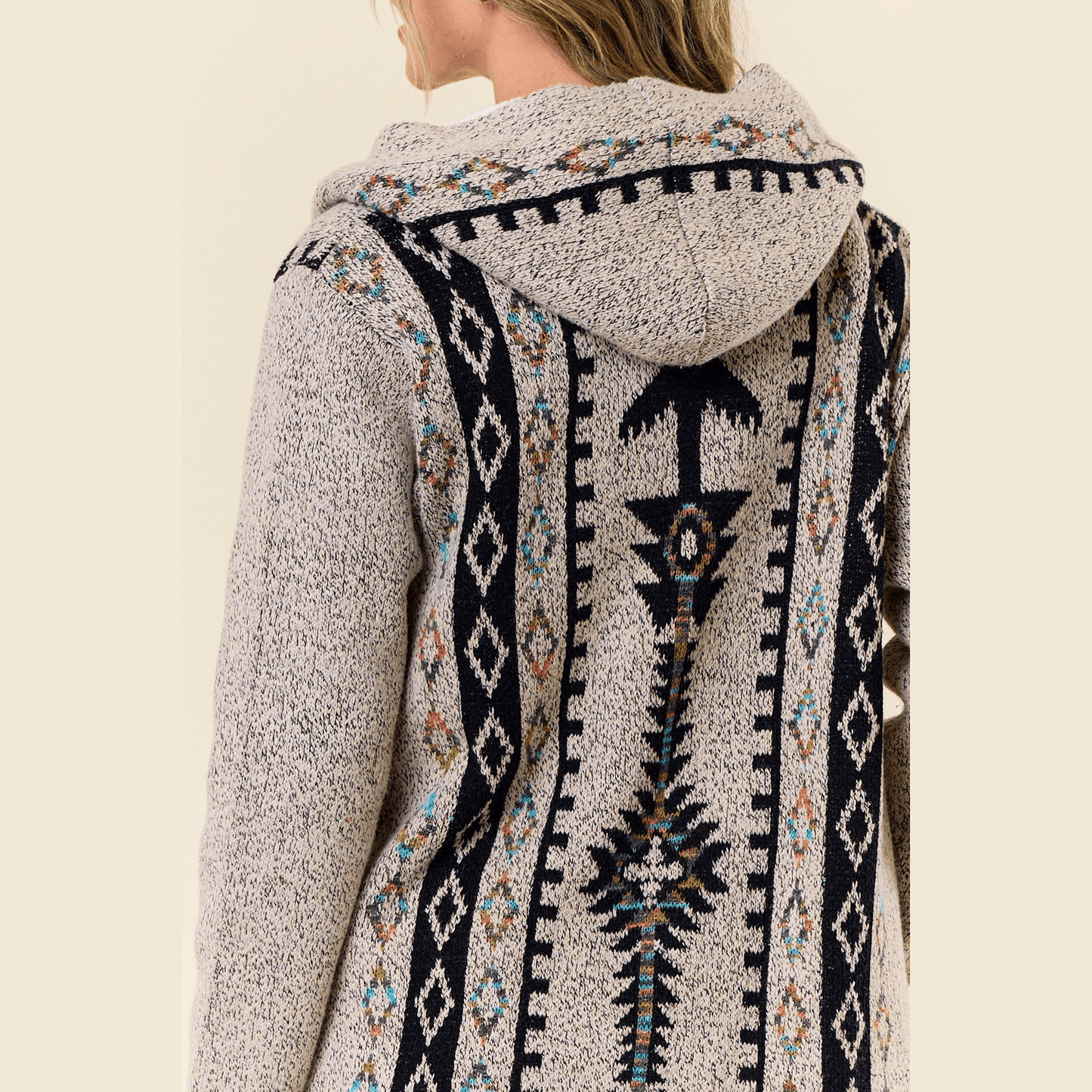 Chenoa Sweater Hooded Long Cardigan w/ Sherpa Lining