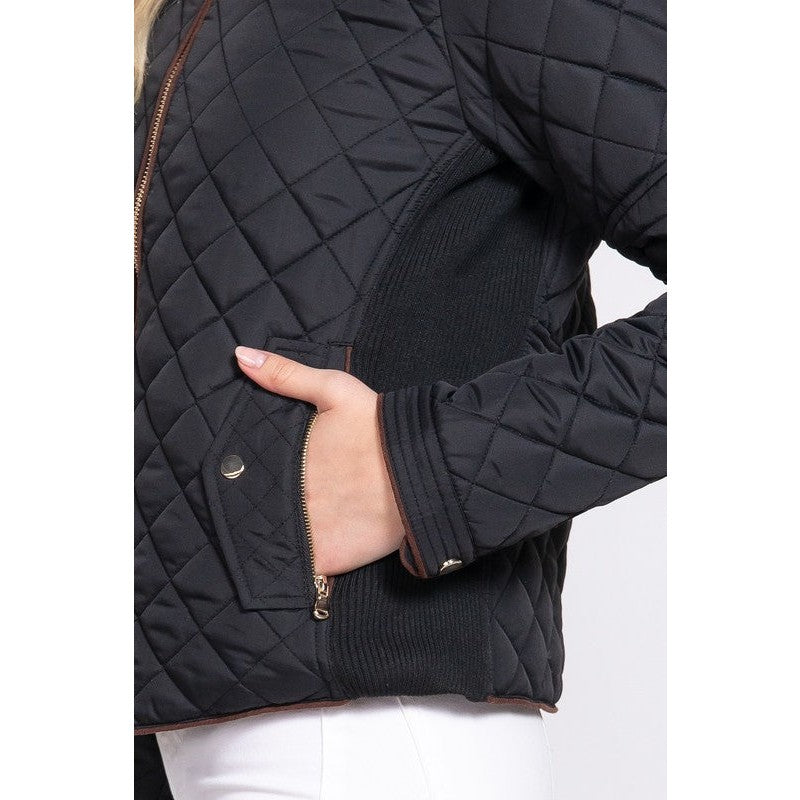 Rib Quilted Padded Jacket