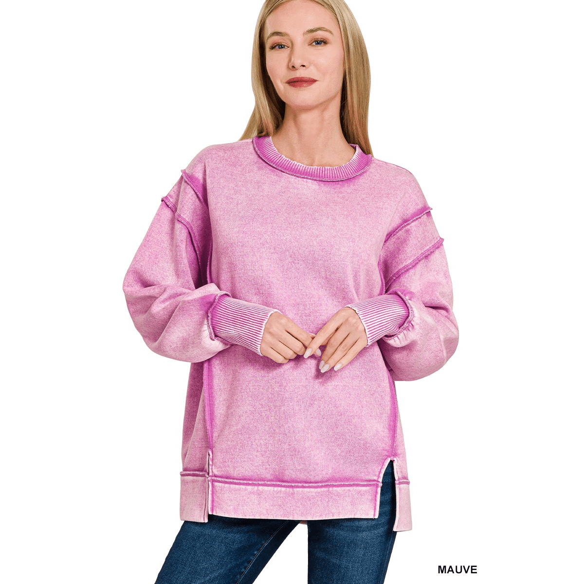 Acid Wash Fleece Sweatshirt