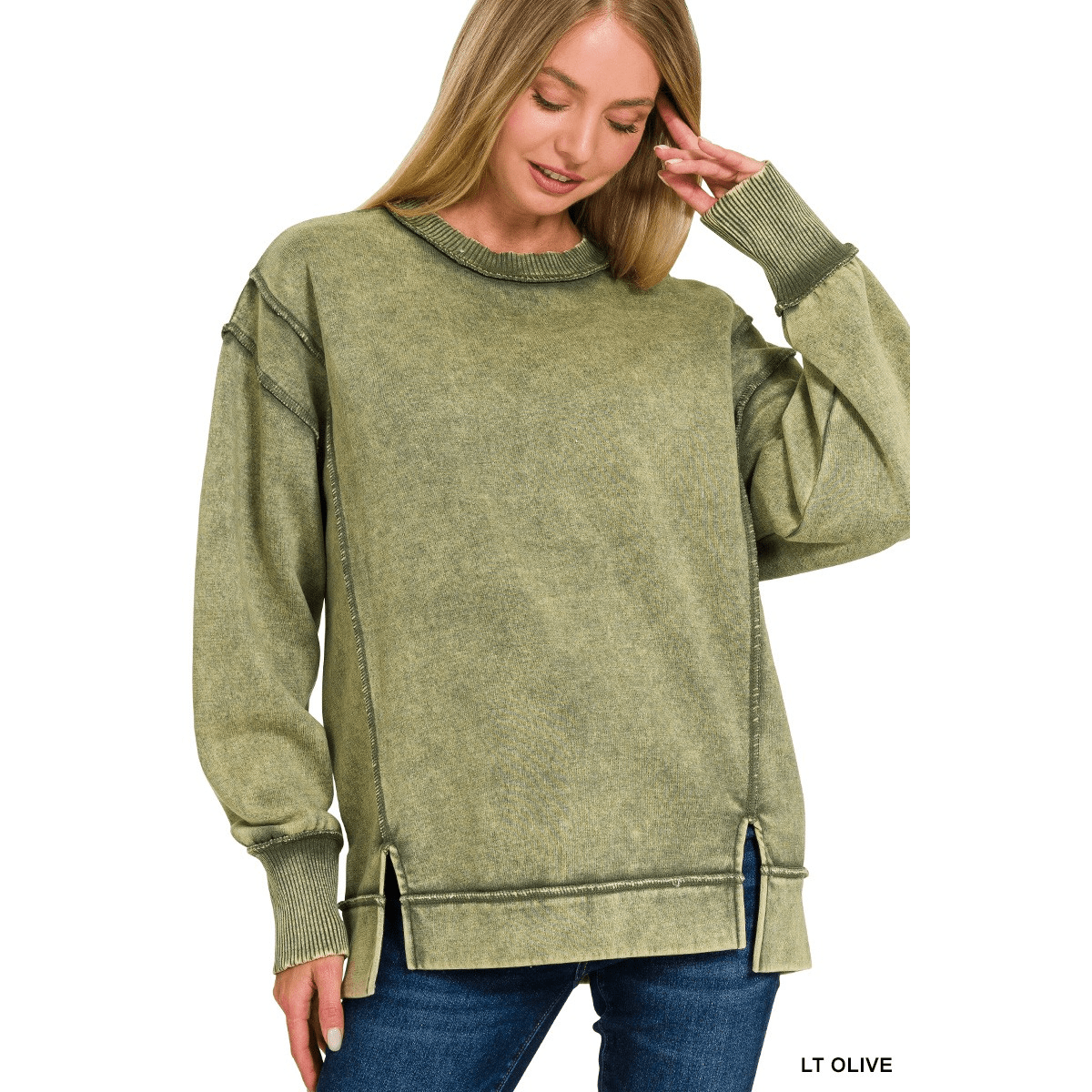 Acid Wash Fleece Sweatshirt