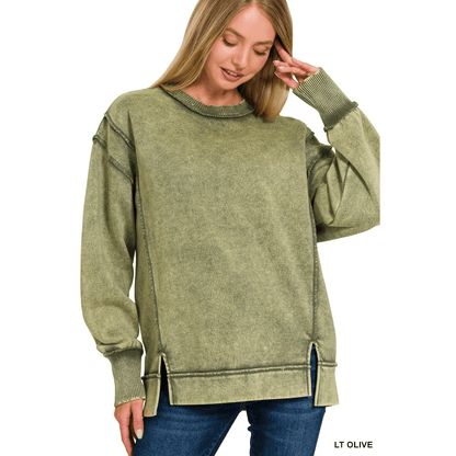 Acid Wash Fleece Sweatshirt