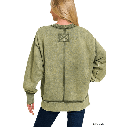 Acid Wash Fleece Sweatshirt