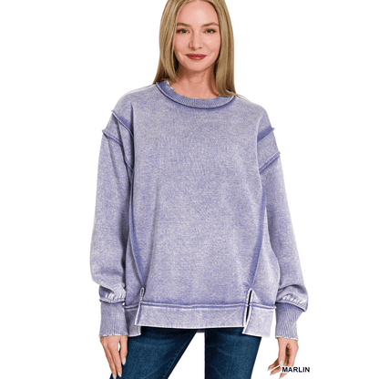 Acid Wash Fleece Sweatshirt