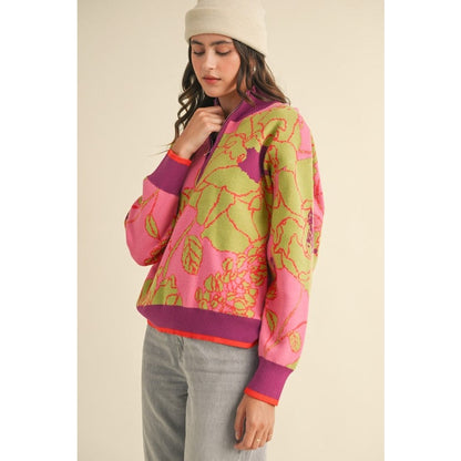 Daphne Floral Kit Half Zip Pullover Sweater