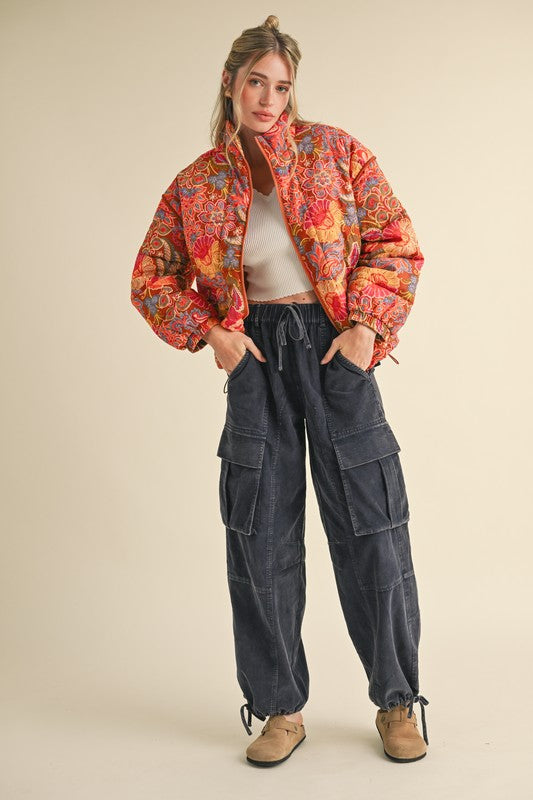 Filly Floral Puff Bomber Jacket