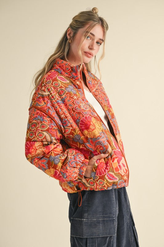 Filly Floral Puff Bomber Jacket