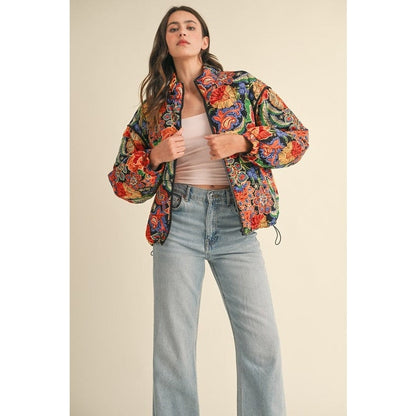 Aster Floral Puff Bomber Jacket