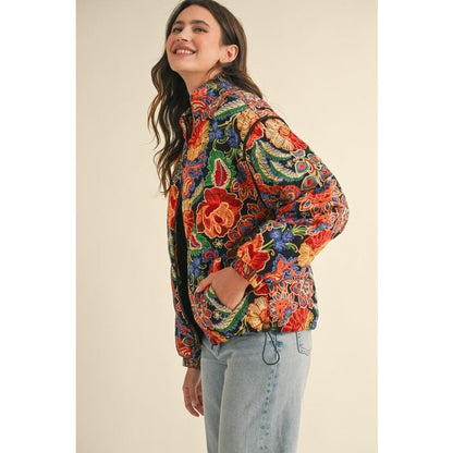 Aster Floral Puff Bomber Jacket