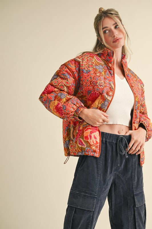 Filly Floral Puff Bomber Jacket