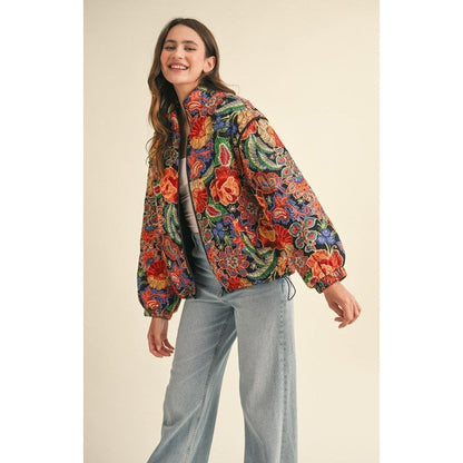 Aster Floral Puff Bomber Jacket