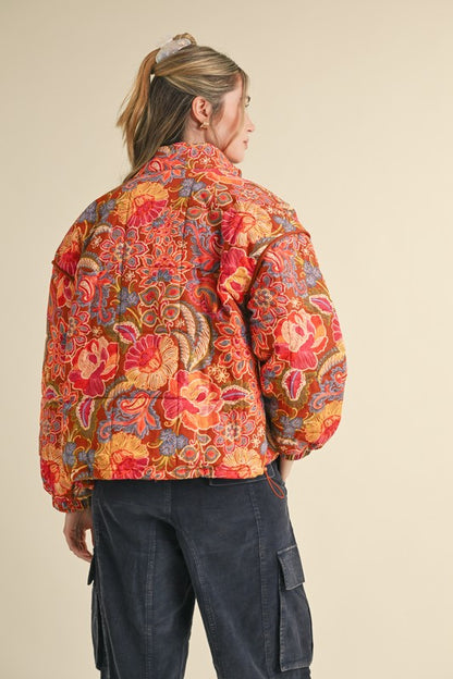 Filly Floral Puff Bomber Jacket