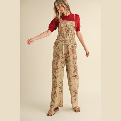 Tansy Vintage Floral Wide Leg Overalls