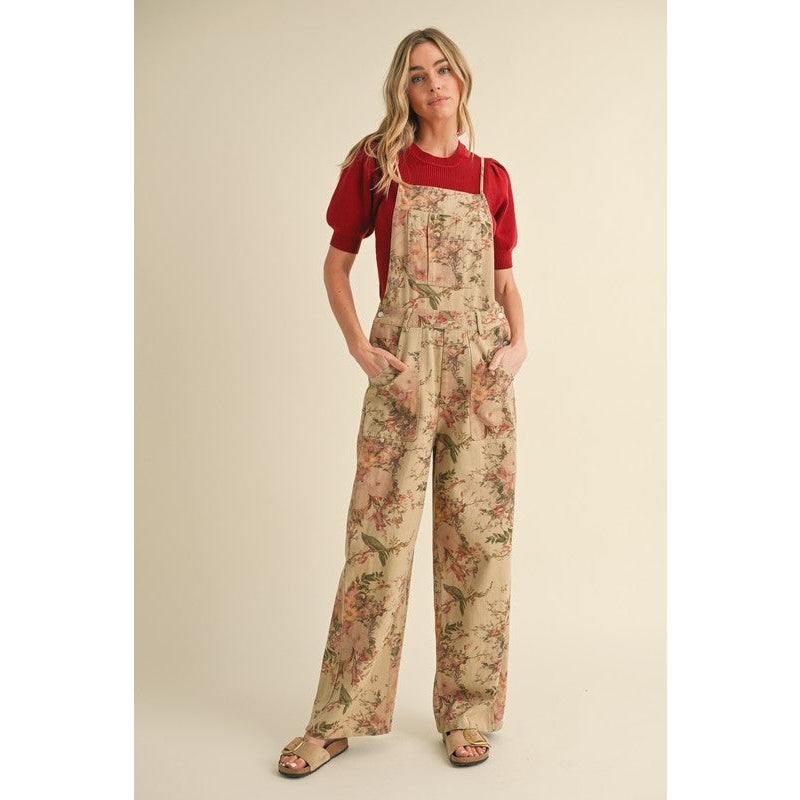 Tansy Vintage Floral Wide Leg Overalls