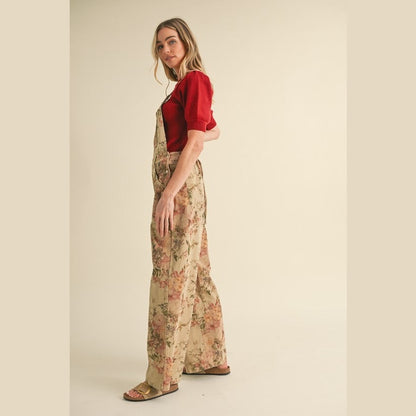 Tansy Vintage Floral Wide Leg Overalls