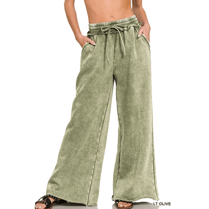 Acid Wash Fleece Palazzo Sweatpants