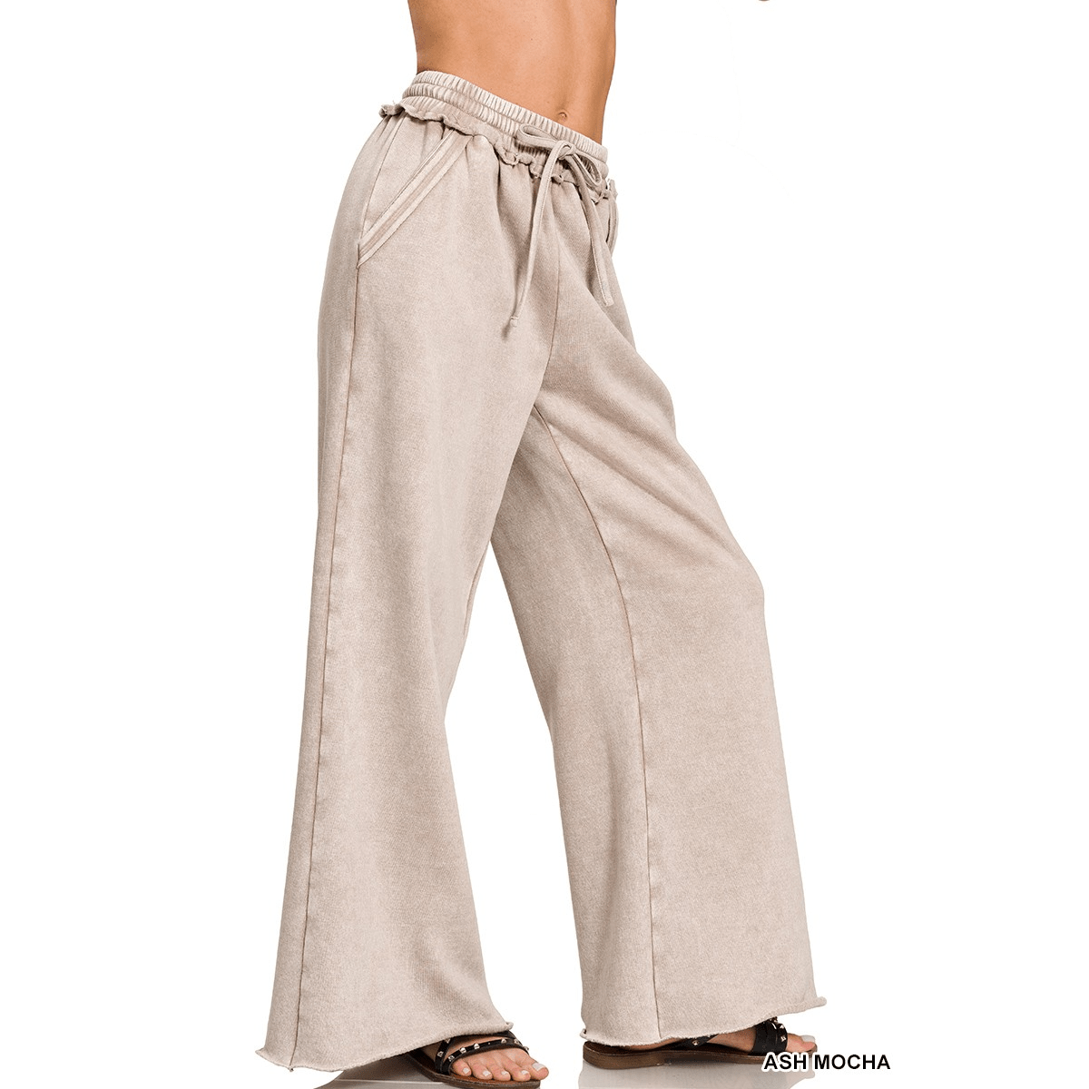 Acid Wash Fleece Palazzo Sweatpants