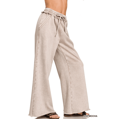 Acid Wash Fleece Palazzo Sweatpants