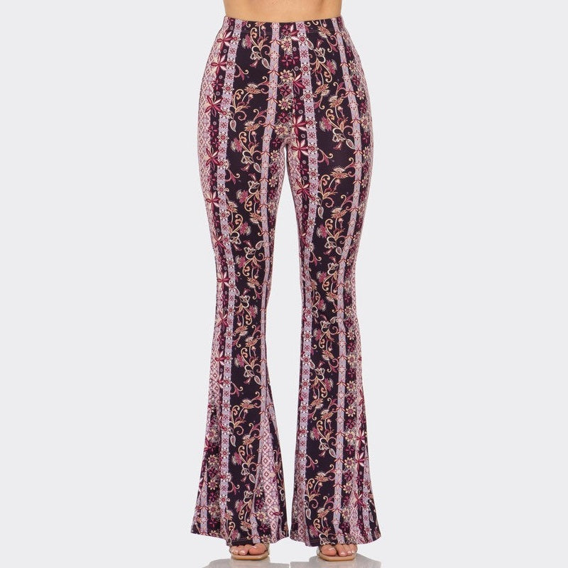 Magenta Florals Flare Pants