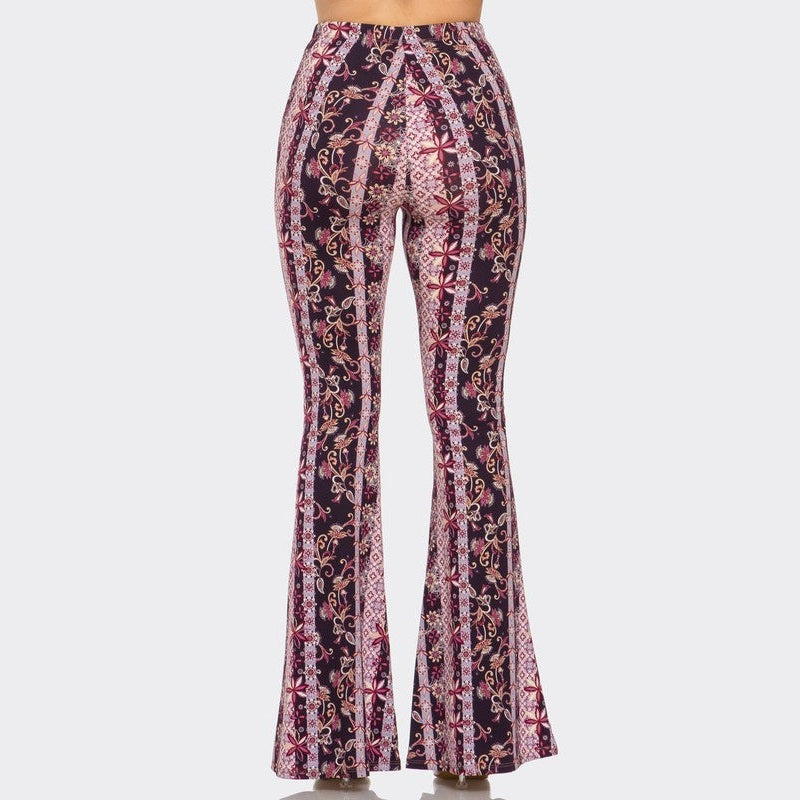 Magenta Florals Flare Pants