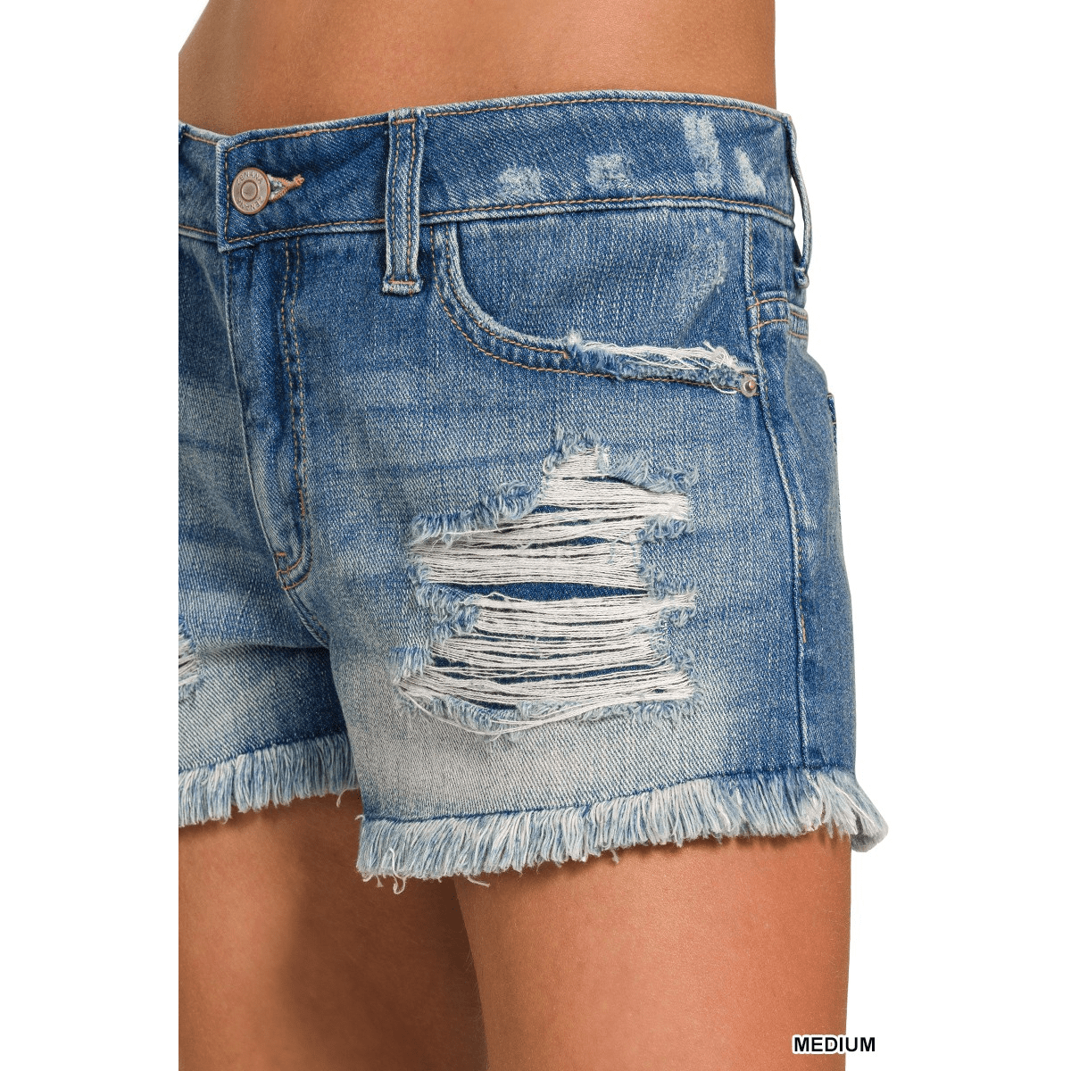 Distressed Denim Shorts