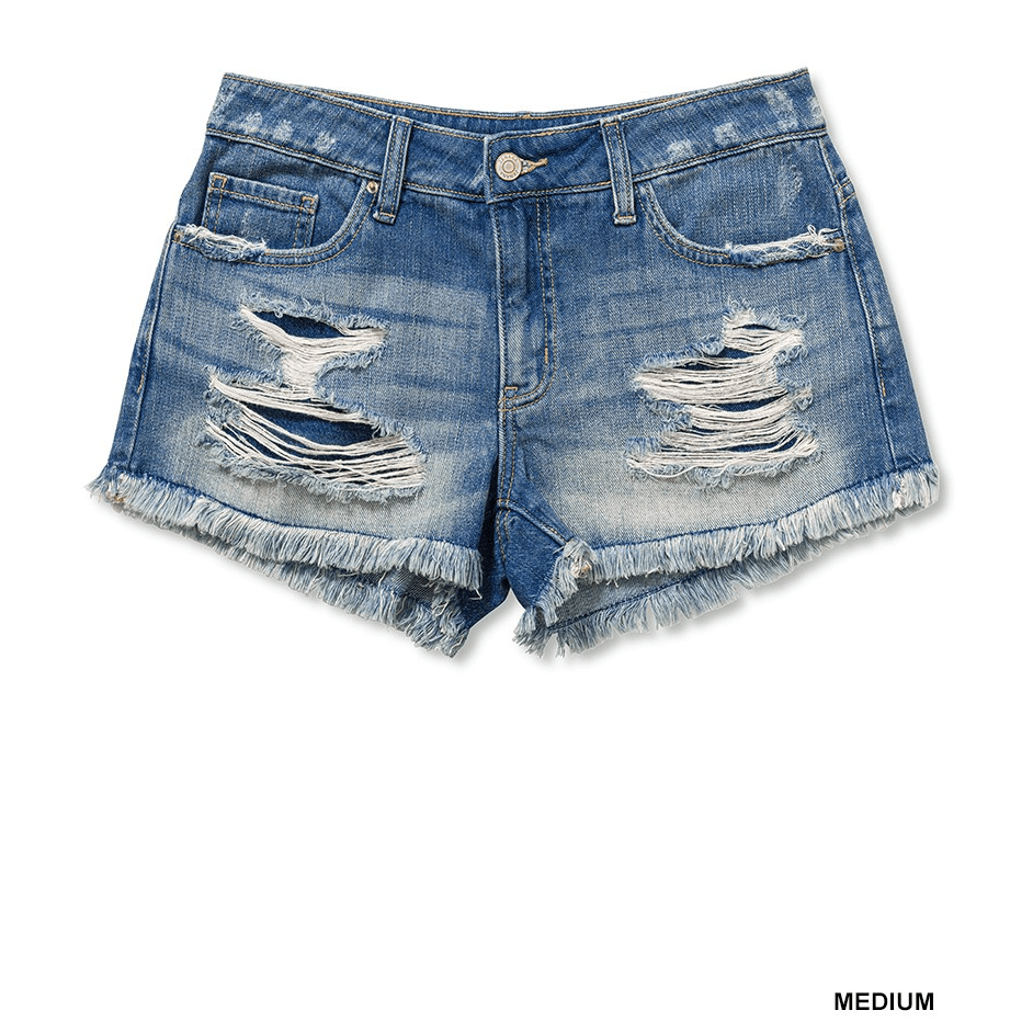 Distressed Denim Shorts