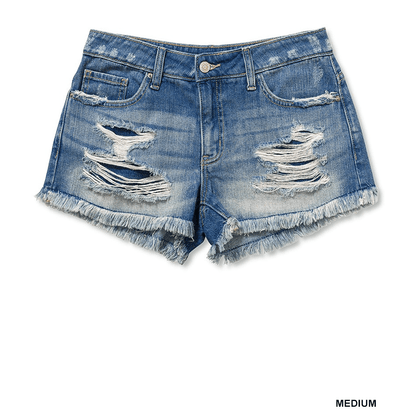 Distressed Denim Shorts