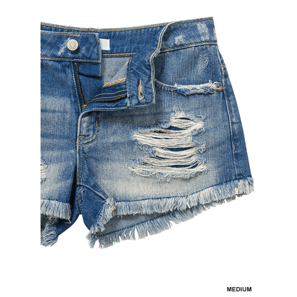 Distressed Denim Shorts