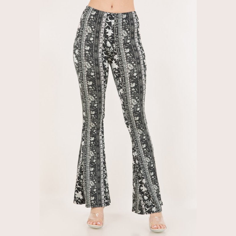 Dark Floral Flare Pants - The Feral Market