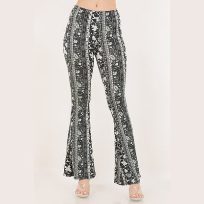 Dark Floral Flare Pants - The Feral Market