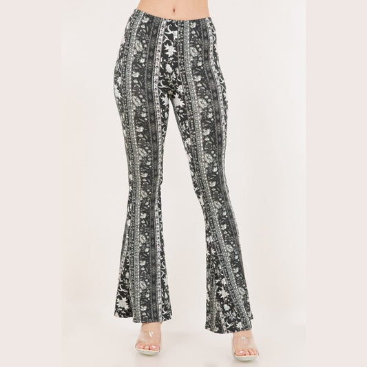 Dark Floral Flare Pants - The Feral Market