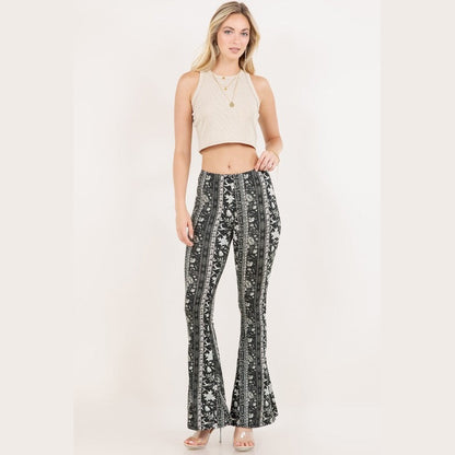 Dark Floral Flare Pants - The Feral Market