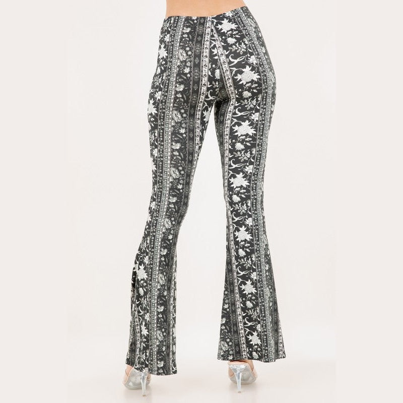 Dark Floral Flare Pants - The Feral Market