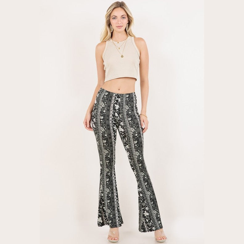 Dark Floral Flare Pants - The Feral Market