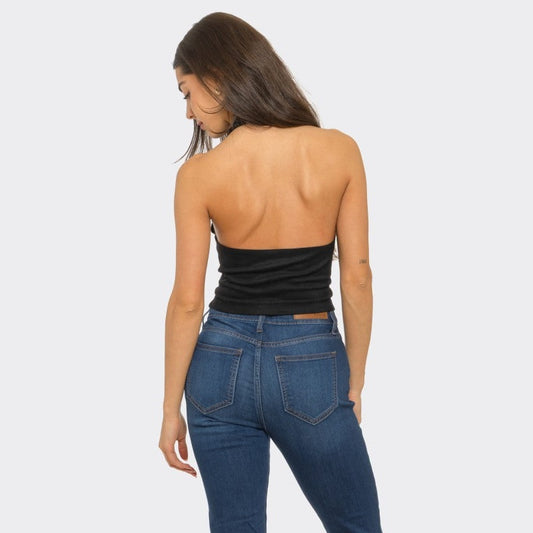 Tie Front Gold Studs Suede Top