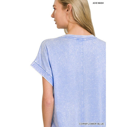 Washed Exposed Seam Short Sleeve T-shirts Dress