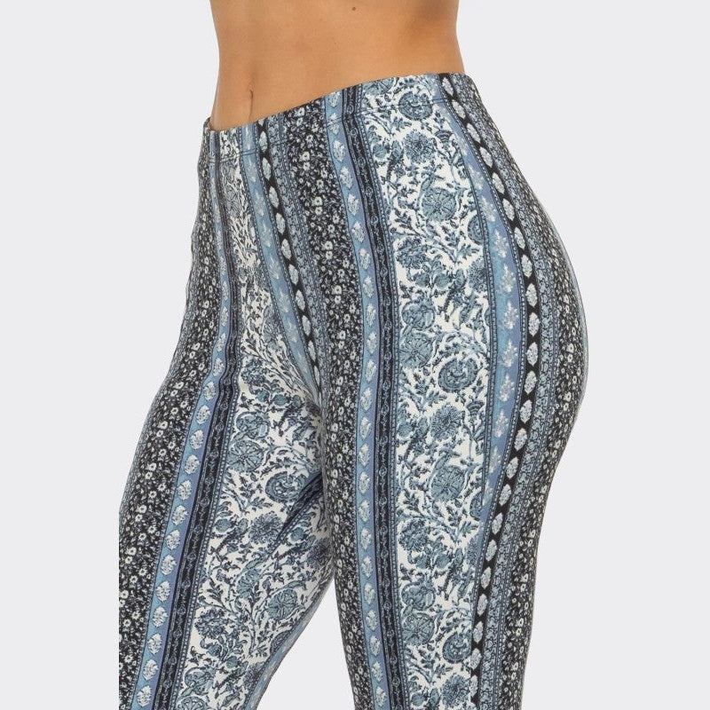 Blue Black Florals Flare Pants - The Feral Market