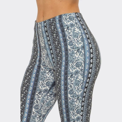 Blue Black Florals Flare Pants - The Feral Market