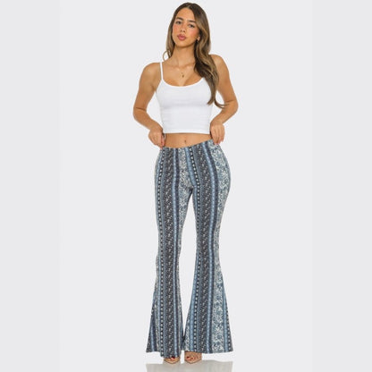 Blue Black Florals Flare Pants - The Feral Market