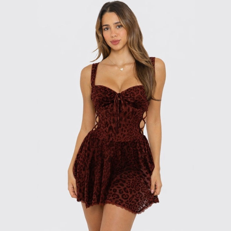 Lace-up Side Detail Mini Dress - The Feral Market