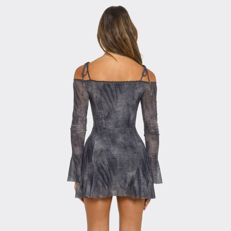 Off Shoulder Printed Mini Dress