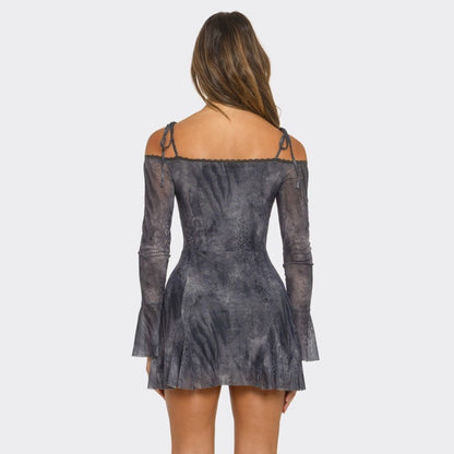 Off Shoulder Printed Mini Dress