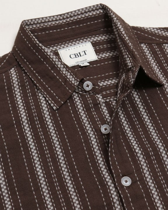 Men's Checker Striped  Shirt