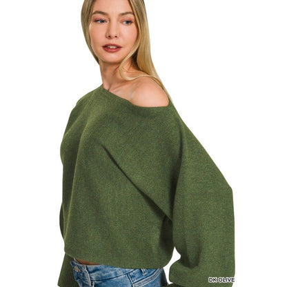 Boat Neck Balloon Sleeve Sweater