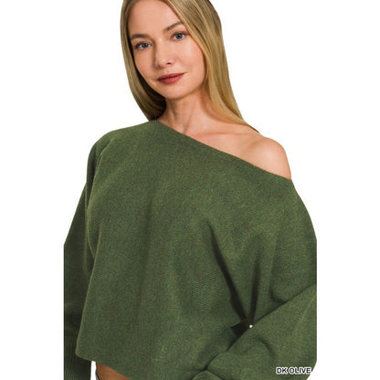 Boat Neck Balloon Sleeve Sweater