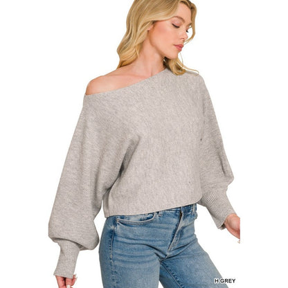 Boat Neck Balloon Sleeve Sweater