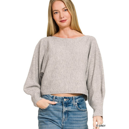 Boat Neck Balloon Sleeve Sweater
